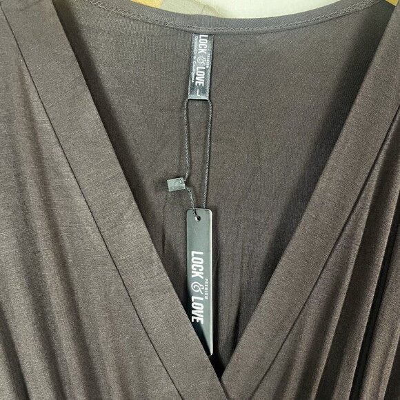 Lock & Love 2 Short Sleeve Kimono Style Deep V Neck Casual Summer Dresses Large - Picture 2 of 9